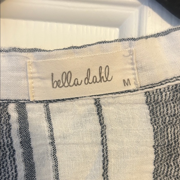 Bella Dahl Black and White Striped, tie-front Button-Down long sleeve Shirt - Picture 2 of 7